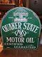 Antique Porcelain Enamel Quaker State Motor Oil Sign, Double Sided