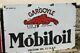 Antique Porcelain French Mobil Oil Gargoyle Advertising Sign Double Sided 1930