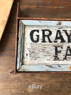 Antique Primitive Wood Gray Barn Farm SIGN Trade aafa 26 x 11 Double sided