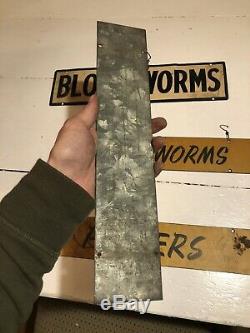 Antique Vtg 1950s Fishing Bait Tackle Worms Sign Metal Double Sided Hunting Game