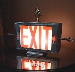 Antique/Vtg Double Sided Lighted Folk Art Arrow Exit Sign Table Lamp/Light Deco