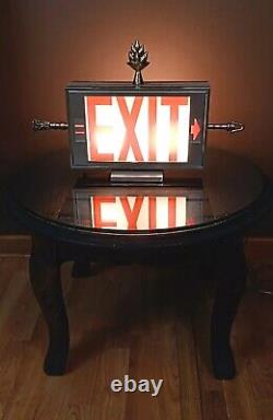 Antique/Vtg Double Sided Lighted Folk Art Arrow Exit Sign Table Lamp/Light Deco