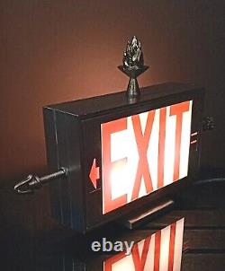 Antique/Vtg Double Sided Lighted Folk Art Arrow Exit Sign Table Lamp/Light Deco