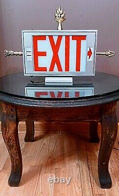 Antique/Vtg Double Sided Lighted Folk Art Arrow Exit Sign Table Lamp/Light Deco