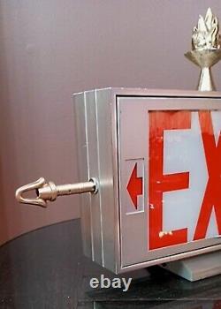 Antique/Vtg Double Sided Lighted Folk Art Arrow Exit Sign Table Lamp/Light Deco