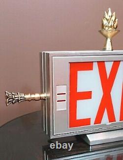 Antique/Vtg Double Sided Lighted Folk Art Arrow Exit Sign Table Lamp/Light Deco