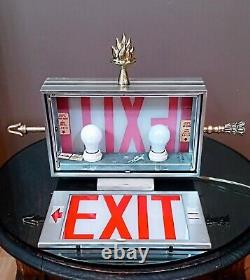 Antique/Vtg Double Sided Lighted Folk Art Arrow Exit Sign Table Lamp/Light Deco