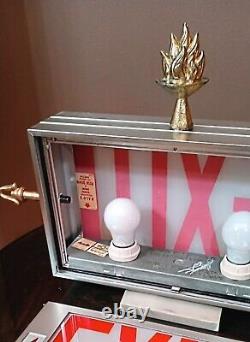 Antique/Vtg Double Sided Lighted Folk Art Arrow Exit Sign Table Lamp/Light Deco