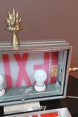 Antique/Vtg Double Sided Lighted Folk Art Arrow Exit Sign Table Lamp/Light Deco