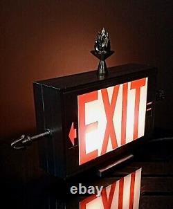 Antique/Vtg Double Sided Lighted Folk Art Arrow Exit Sign Table Lamp/Light Deco