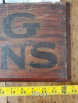 Antique Wood Painted Frying Chickens Sign Double Sided