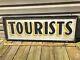 Antique Wood Painted Sign Tourists Double Sided Vintage Aafa