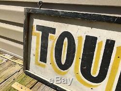 Antique Wood Painted Sign TOURISTS Double Sided Vintage AAFA