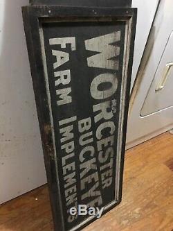 Antique Worcester Buckeye Farm Implements Trade Sign Store c1890s Double Sided