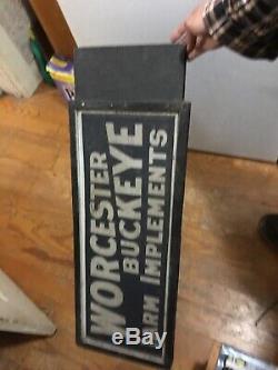 Antique Worcester Buckeye Farm Implements Trade Sign Store c1890s Double Sided