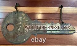 Antique Yale & Towne Key Padlock Metal Double Sided Advertising Sign with Hangers