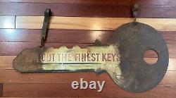 Antique Yale & Towne Key Padlock Metal Double Sided Advertising Sign with Hangers