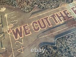 Antique Yale & Towne Key Padlock Metal Double Sided Advertising Sign with Hangers