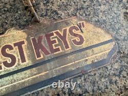 Antique Yale & Towne Key Padlock Metal Double Sided Advertising Sign with Hangers