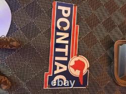 Antique style Pontiac service Indian head Dealer parts sign Double Sided