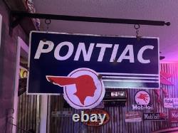Antique style barn find look Pontiac GM dealer sales service sign Double Sided