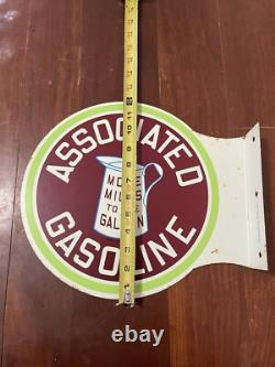 Associated Gasoline Gas Oil Flange Sign Double Sided More Miles To The Gallon