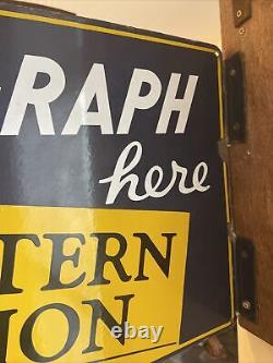 Authentic & Original Western Union Double Sided Porcelain 17x25 Inches Sign