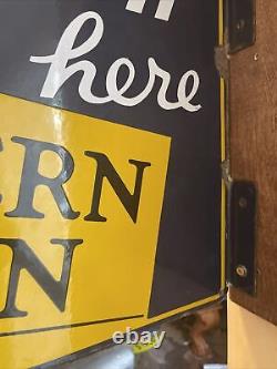 Authentic & Original Western Union Double Sided Porcelain 17x25 Inches Sign