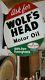 Authentic Vintage Historical Wolf Head Double Sided Flange Sign