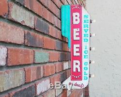 BEER Served Ice Cold PlugBattery Double Sided Rustic Marquee Arrow Light Up Sign