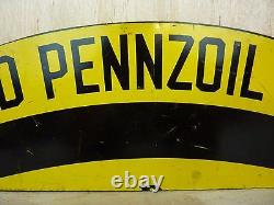 BONDED PENNZOIL DEALER Old Double Sided Sign Gas Station Repair Shop Ad