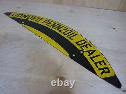 BONDED PENNZOIL DEALER Old Double Sided Sign Gas Station Repair Shop Ad