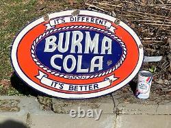 BURMA COLA HEAVY DOUBLE SIDED PORCELAIN SIGN, (24x 16) NICE, HARD TO FIND
