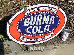 BURMA COLA HEAVY DOUBLE SIDED PORCELAIN SIGN, (24x 16) NICE, HARD TO FIND