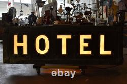 Backlit Opal Glass HOTEL Sign Double Sided Antique Advertising Can Early 1900's