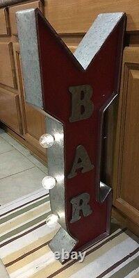 Bar Light Arrow Sign Double Sided Flange Vintage Style Man Cave Garage Pub Beer