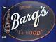 Barq's Flange Metal Soda Sign Drink It's Good Root Beer Double Sided Vintage