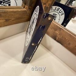 Bell System Public Telephone Porcelain Double Sided Flange Sign 11x11
