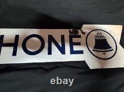 Bell Systems 35 1/2 x 6 1/2. Sign Double-Sided Porcelain Enamel