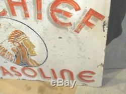 Big Chief Gasoline 1920's Double Sided Hand Painted Vintage Sign 4ft X 3ft