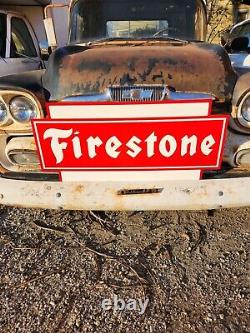 Big Double Sided Dealership Firestone Sign Car Truck Gas oil engine Tire Rim
