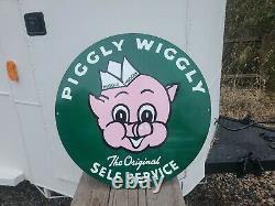 Big Piggly Wiggly Double Sided Sign Supermarket Grocery Farm Store Gas Oil