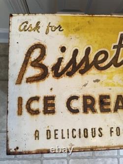 Bissett's Ice Cream -A Delicious Food Double Sided Flange Advertising Sign