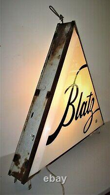 Blatz Beer Large Double Sided Lighted Outdoor Advertising Sign 45.25 x 39