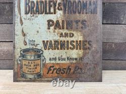 Bradley & Vrooman Paints & Varnishes Metal Advertising Sign Double Sided Gas/Oil