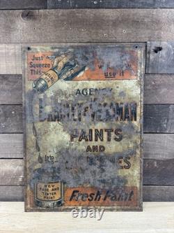 Bradley & Vrooman Paints & Varnishes Metal Advertising Sign Double Sided Gas/Oil