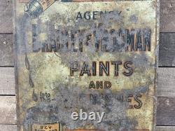 Bradley & Vrooman Paints & Varnishes Metal Advertising Sign Double Sided Gas/Oil