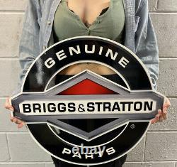 Briggs & Stratton Double Sided Die Cut Metal Sign Genuine Parts Service Gas Oil