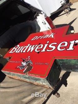 Budweiser Porcelain Neon Beer Sign Double Sided