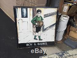 C1950-60 ENGLISH pub sign BOY & BARREL double sided metal frame & plate on wood